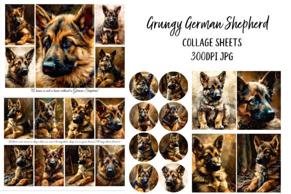 Download Grungy German Shepherd Collage Sheets - Collage Collection