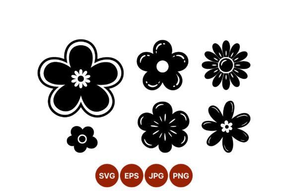 Download Black White Flower Shapes Vector Art - Black Collection