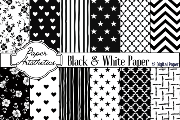 Download Black and White Digital Paper Pattern - Black Collection
